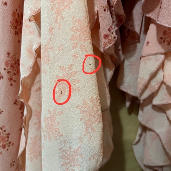 Free People | Joaquin Dress Peach Combo Floral Ruffle Godet Midi Dress Size S - Picture 10 of 15